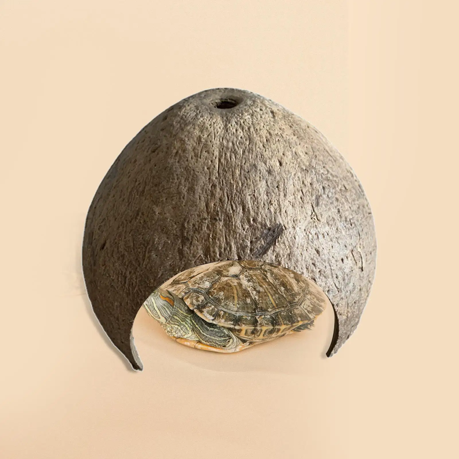 Cabaña de cáscara de coco, escondites para reptiles, refugio, cueva de hábitat para decoración de acuario - imagen 3