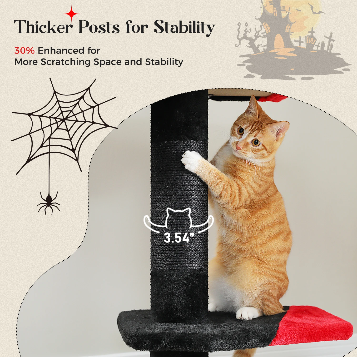 Árbol para gatos ajustable piso a techo – hamaca, sisal y bola colgante - imagen 5