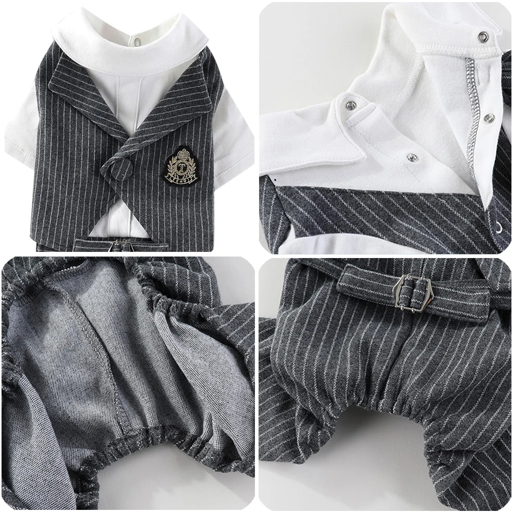Traje Formal de esmoquin para perro, traje de fiesta de boda para mascotas pequeñas y medianas, disfraz de Príncipe, ropa de caballero, ropa para cachorros - imagen 3