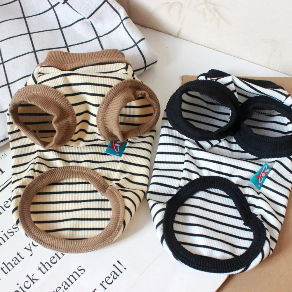 Ropa para perros de primavera y otoño, ropa a rayas para mascotas para perros pequeños y medianos, sudadera cálida para cachorros, trajes para Chihuahua y Yorkies - imagen 4