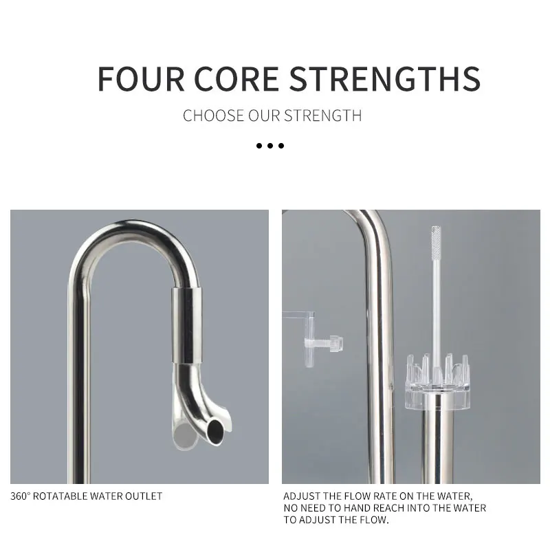 Filtro de acuario ZRDRAquarium, accesorios de filtro externo de acero inoxidable, entrada y salida de agua, eliminación de película de aceite, tubo de lirio, filtro de acuario