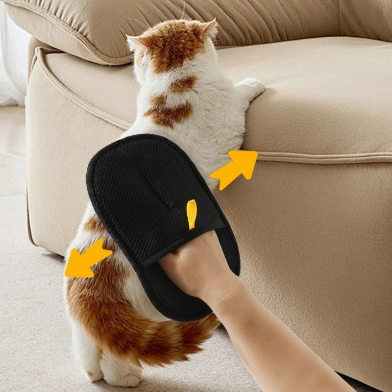 Guantes de aseo para mascotas, removedor de pelo de doble cara, guante de limpieza de piel de electricidad estática, herramienta de limpieza de piel de alfombras y muebles - imagen 4