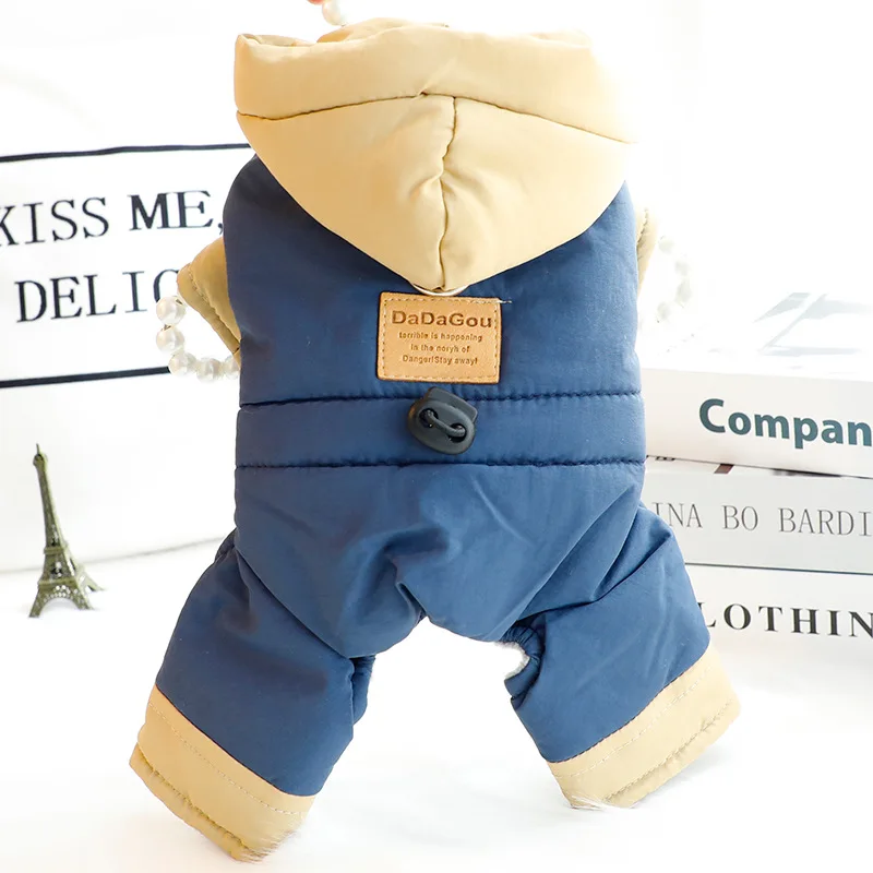 Ropa para perros de otoño e invierno, ropa gruesa coreana de cuatro patas acolchada de algodón, moda de tracción, suministros cálidos para perros pequeños y mascotas