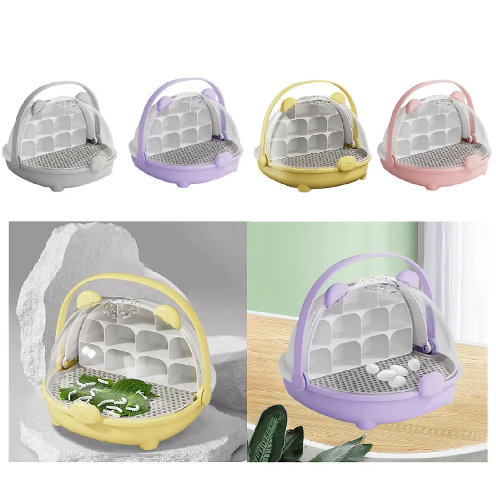 Silkworm Breeding Box for Silkworms Turtles Transparent Reptile Feeding Box