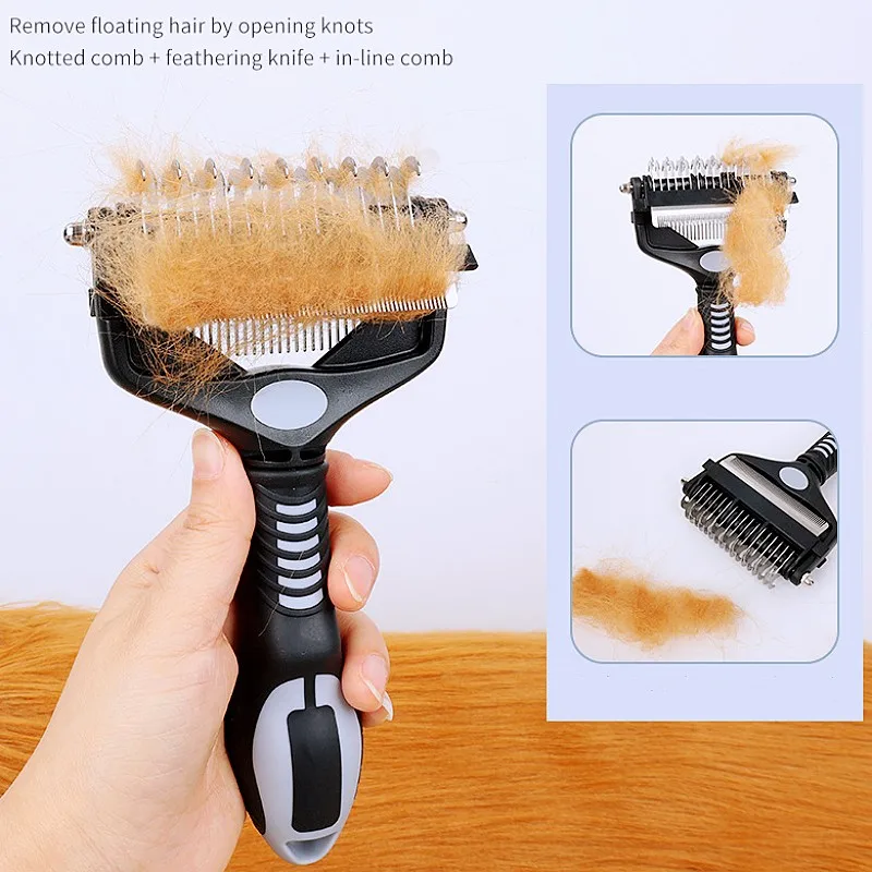 Cuchillo cepillo para perros, peine para perros, removedor de pelo para mascotas, cuchillo tres en uno, peines para perros, limpieza de nudos, masaje, cepillo para gatos, accesorios para mascotas - imagen 4