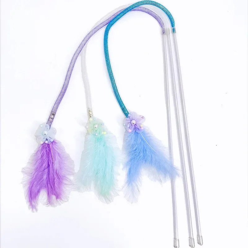 Juguete para gatos, rompecabezas de plumas para gatos, borla de malla elástica, juguetes interactivos de plumas para gatos, palo de rompecabezas con campana, productos para mascotas - imagen 3