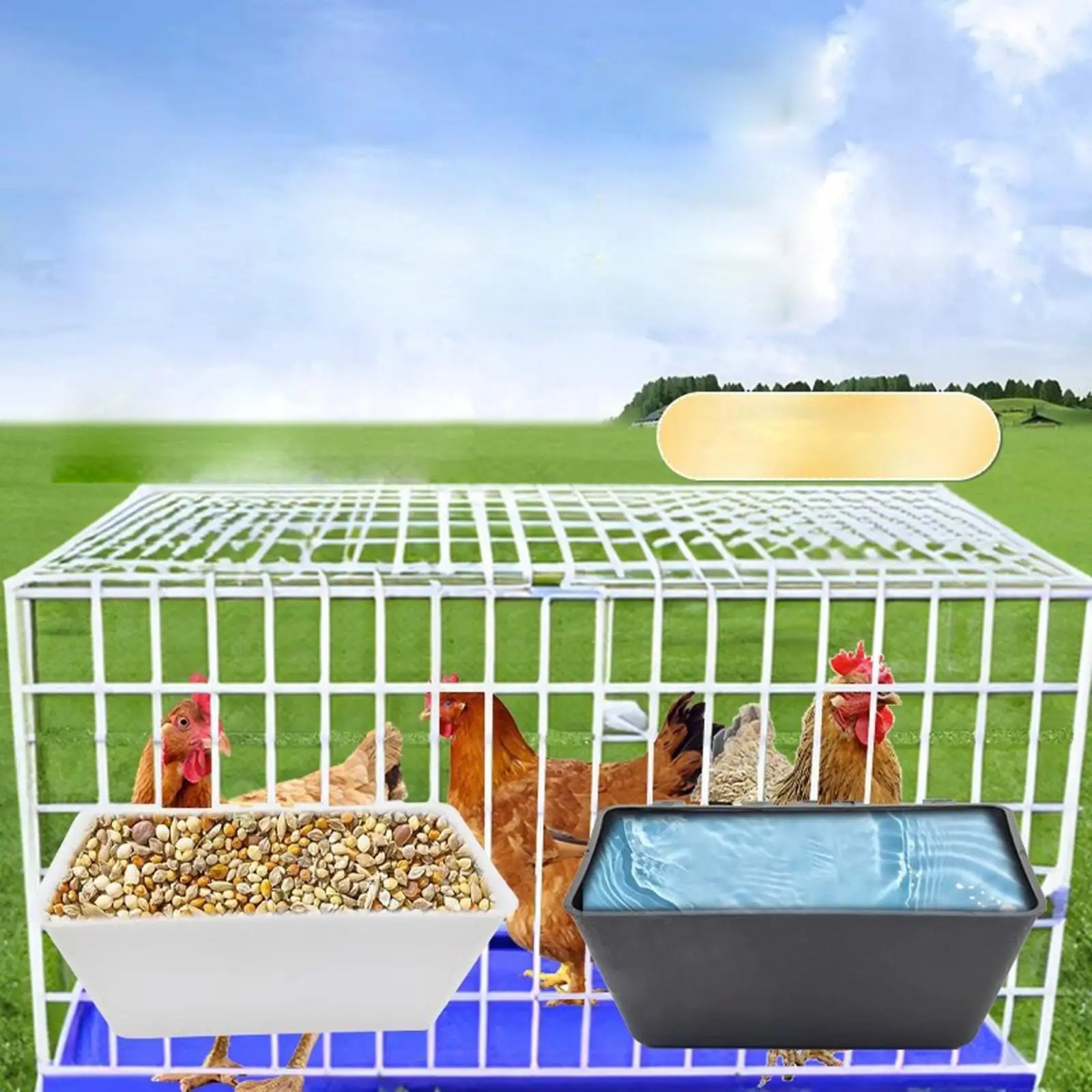 Comedero para valla colgante, comedero para cabras, comedero multiusos para aves de corral, cubo de agua para ganado, para pato, pollo, lechones, ovejas y caballos - imagen 4