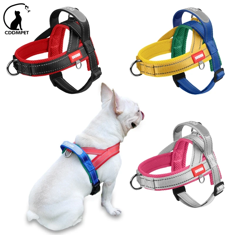 Arnés tipo sillín para perros pequeños y grandes, correa reflectante para el pecho para mascotas, Collar de Pug acolchado suave, suministros para caminar al aire libre