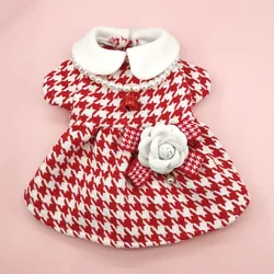 Vestido a cuadros rojo para perros pequeños – Otoño e invierno