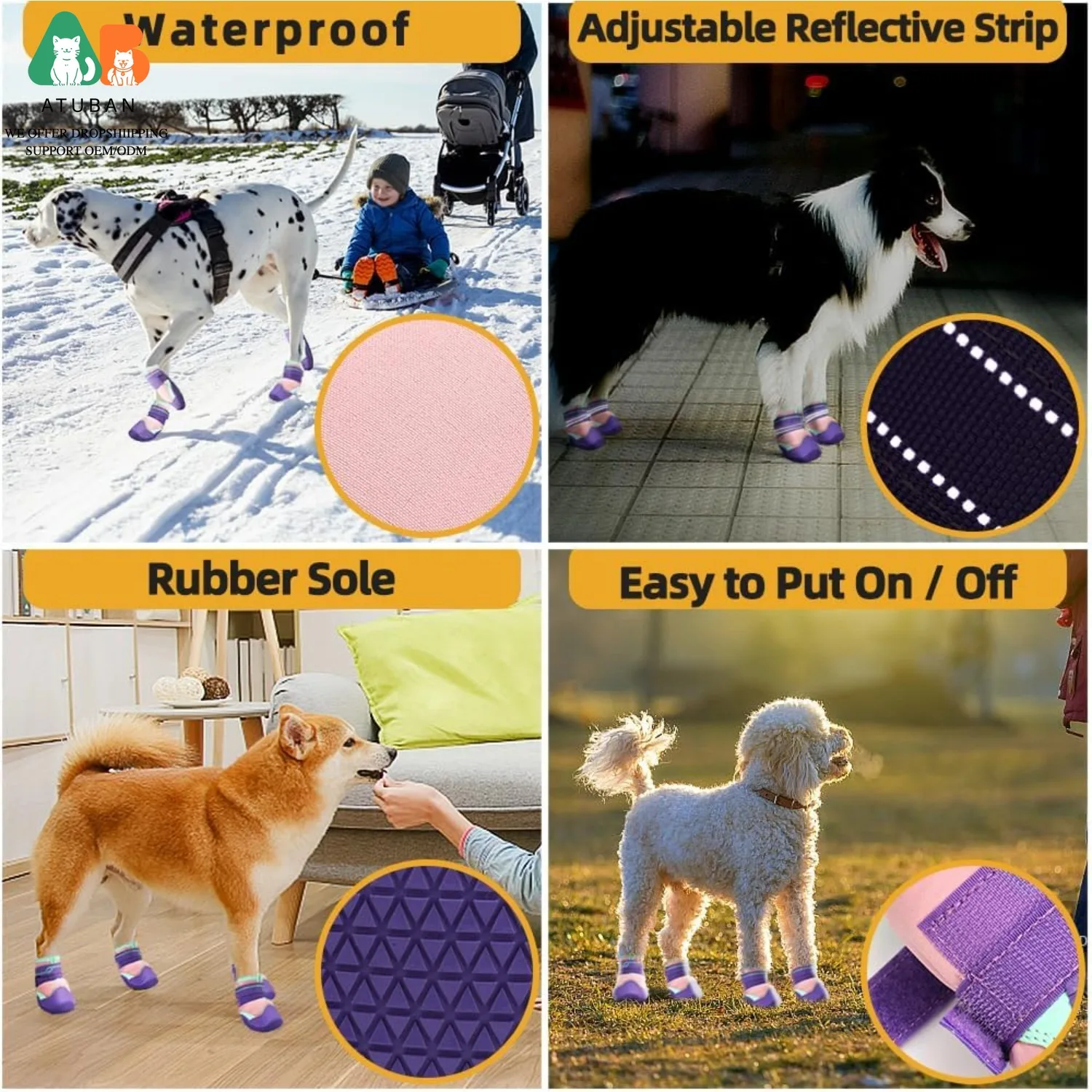Botas antideslizantes para perros - patas en nieve y pisos interiores - imagen 5