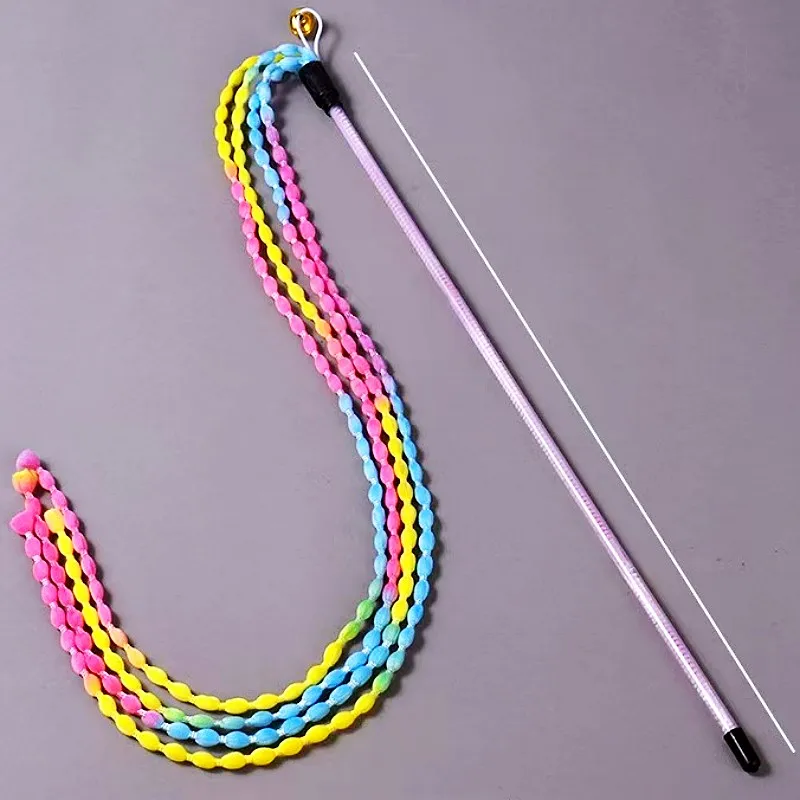 Juguetes para gatos, borla de felpa, juguete interactivo para gatos, palo de plumas para gatos, palo de mango largo, juguetes para gatos, juguete para gatitos con campana