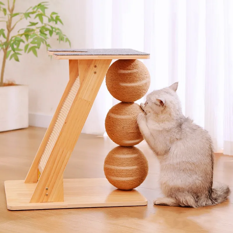 Marco escalada para gatos de madera maciza con rascador sisal y torre - imagen 5