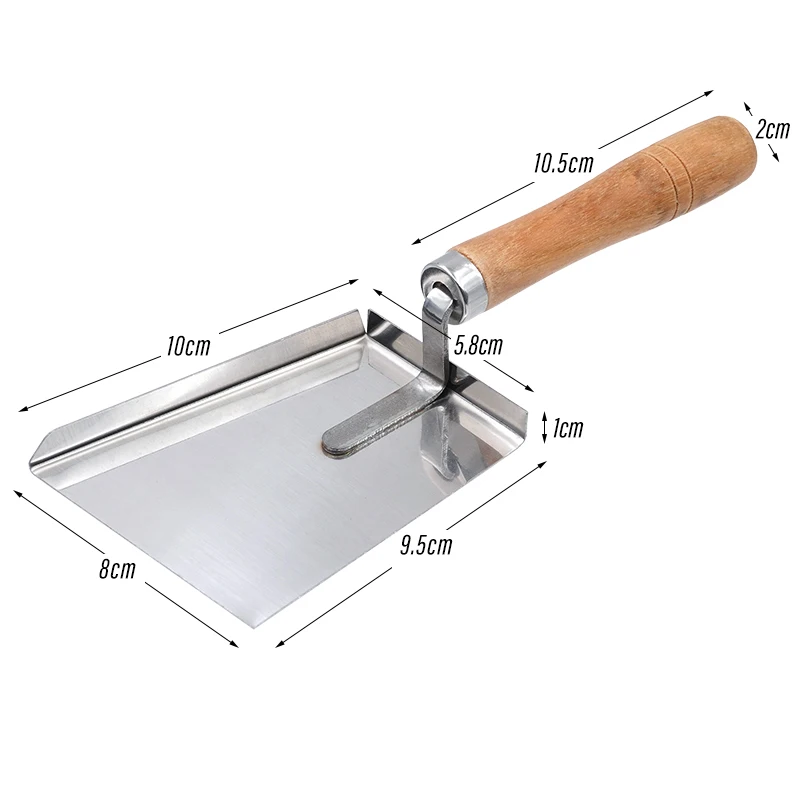 Pala para apicultura, pala para polen de colmena, limpieza de acero inoxidable, raspador de miel, herramientas limpiadoras, suministros para apicultor, mango de madera, 1 ud. - imagen 4