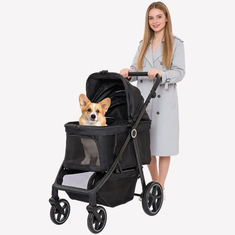 Transportín plegable con ruedas para gatos y perros pequeños
