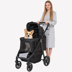Transportín plegable con ruedas para gatos y perros pequeños