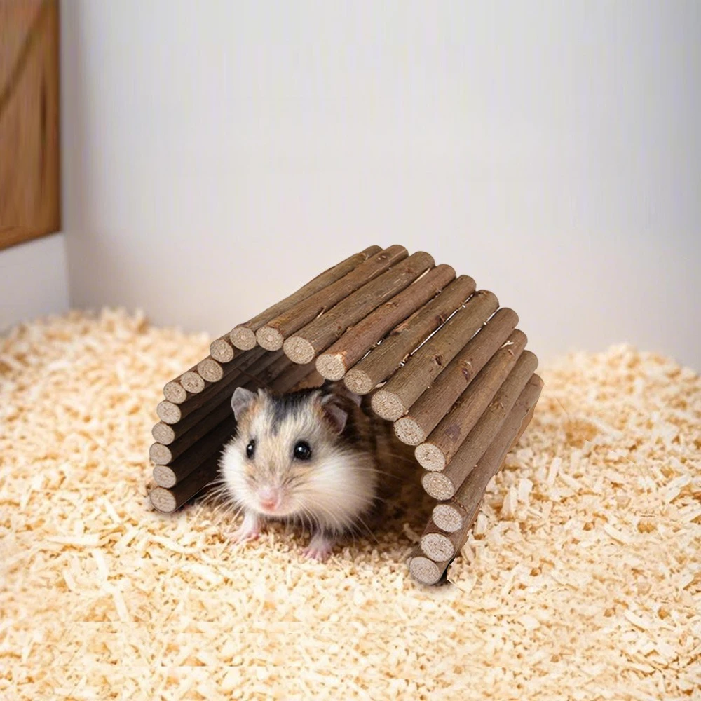 Color aleatorio, pequeño mascota Molar, rama de sauce, conejo, juguetes para masticar, suministros molares para hámster, escalera de escalada de Totoro, valla, puente de arco, juguete - imagen 4