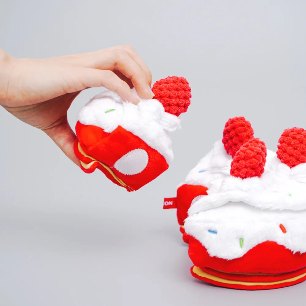 Juguete interactivo para pastel de cumpleaños de fresa, papel de sonido oculto, comida para mascotas, rompecabezas para perros pequeños, juguetes para cachorros - imagen 3