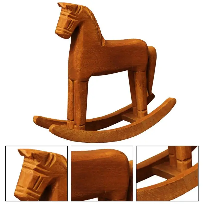 Caballo de madera hecho a mano, adorno de escritorio, artesanía de madera, caballo balancín, decoración del hogar, juguetes para niños - imagen 2