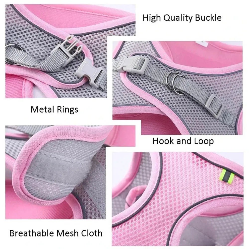 Arneses para perros cuerda cachorro perro Collar ropa chaleco pecho reflectante y transpirable ajustable al aire libre caminar productos para mascotas - imagen 5