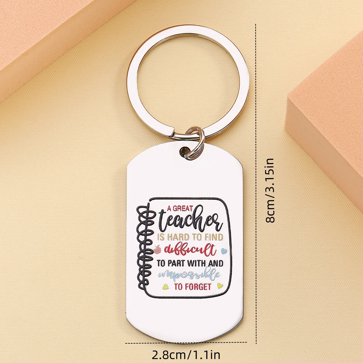 LLavero de acero inoxidable de colores, regalo diario para profesores, incluido el Día del Maestro, inicio de la temporada escolar, 1 unidad
