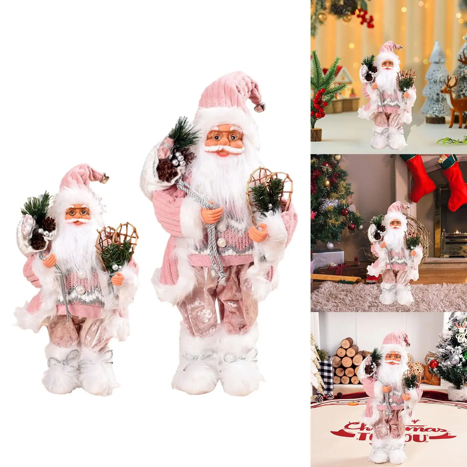 Muñeco de Papá Noel, estatuilla navideña tradicional coleccionable creativa, decoración navideña, adorno de mesa para el hogar y el dormitorio