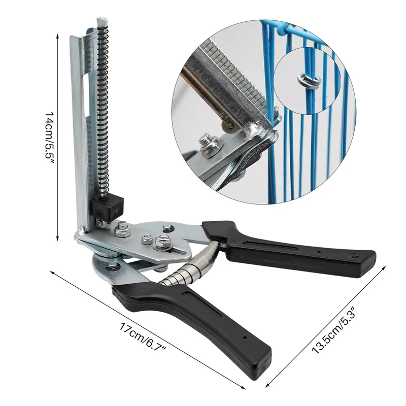 Jaula para animales, alicates para anillos de cerdo, abrazadera de sujeción Blcak y Kit de instalación de Clips M de 600 Uds., jaula para perros, pollo, conejo, visón, zorro y pájaro - imagen 3