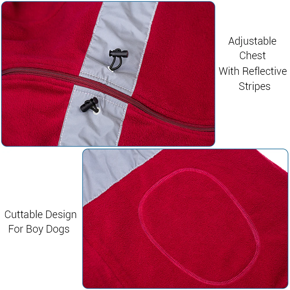 Ropa cálida de lana Polar para perros grandes, mono reflectante ajustable para perros, pijamas para niños y niñas, Otoño e Invierno - imagen 4