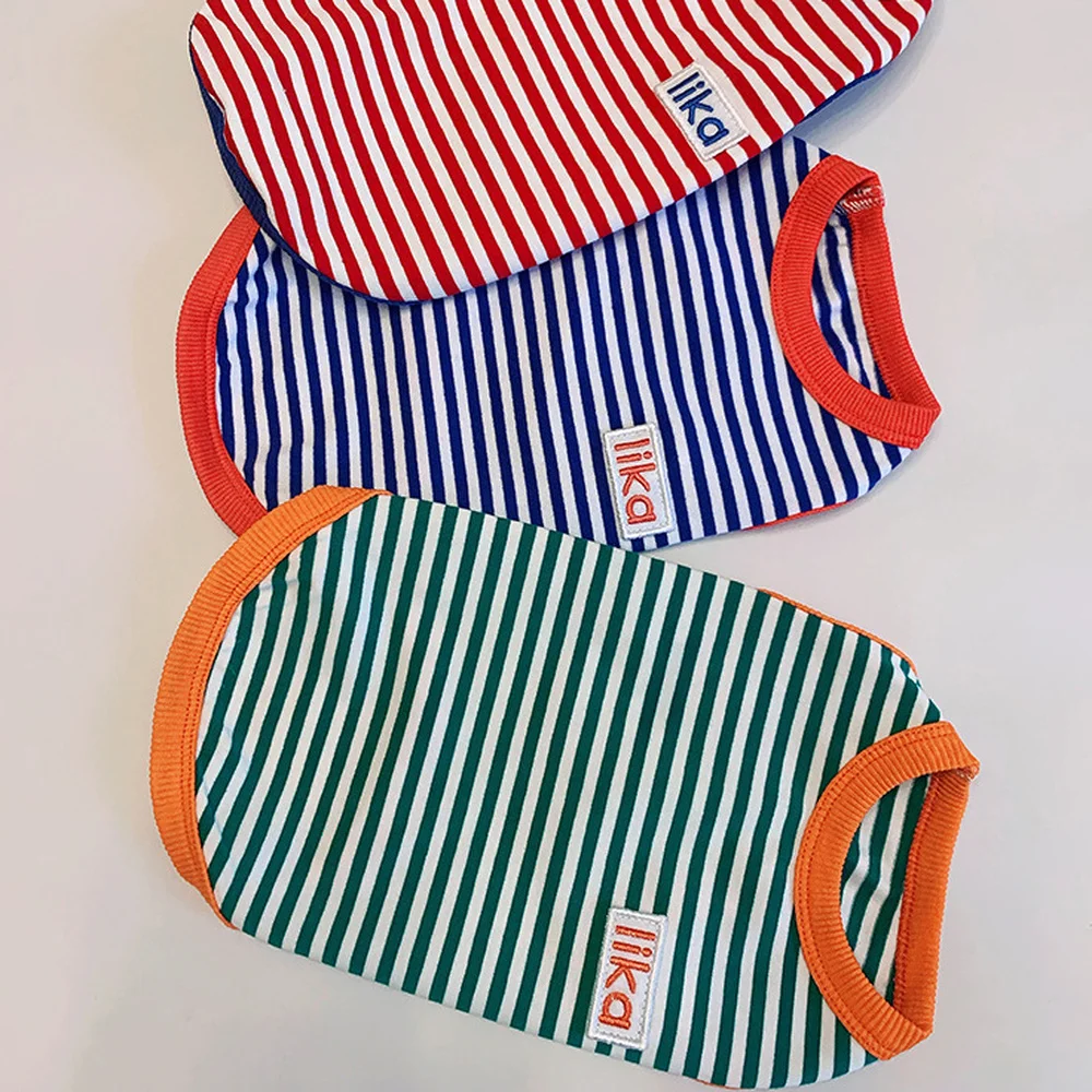 Ropa de verano para mascotas, chaleco sin mangas a rayas de tres colores, chaleco Schnauzer Chiuhahua, ropa para gatos - imagen 4