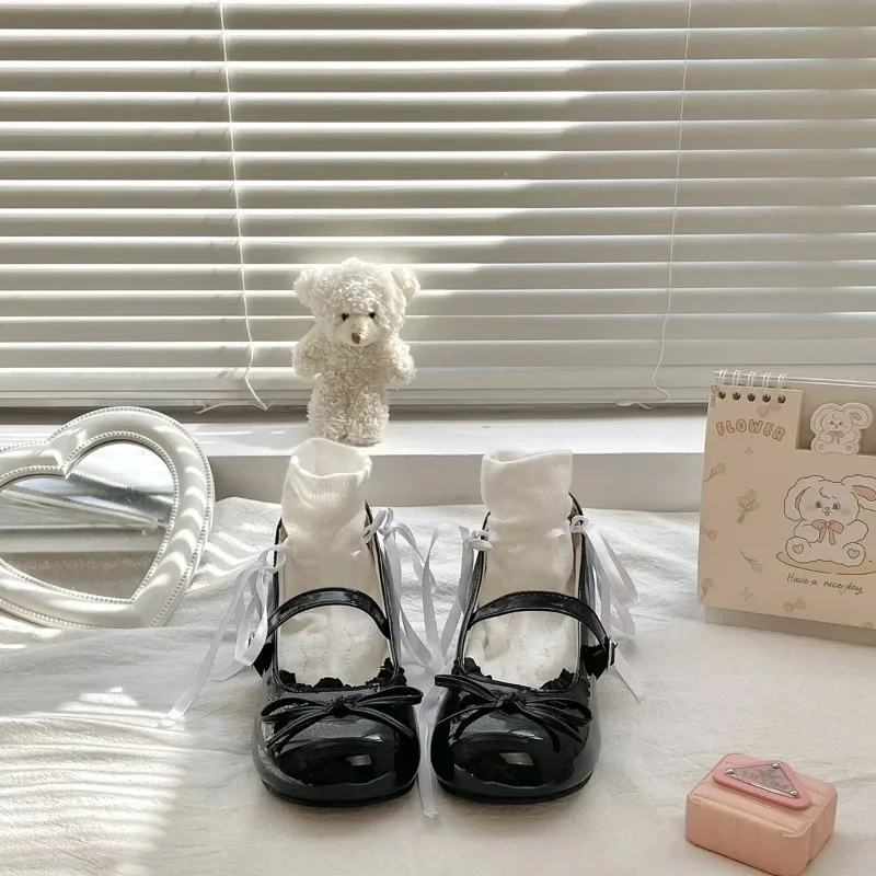 ฤดูร้อนไอศกรีมสี Series Lolita ผู้หญิงกลางลูกวัว Mary Jane รองเท้าเดี่ยวรอบหัวส้นแบนสไตล์หวานรองเท้า - imagen 3