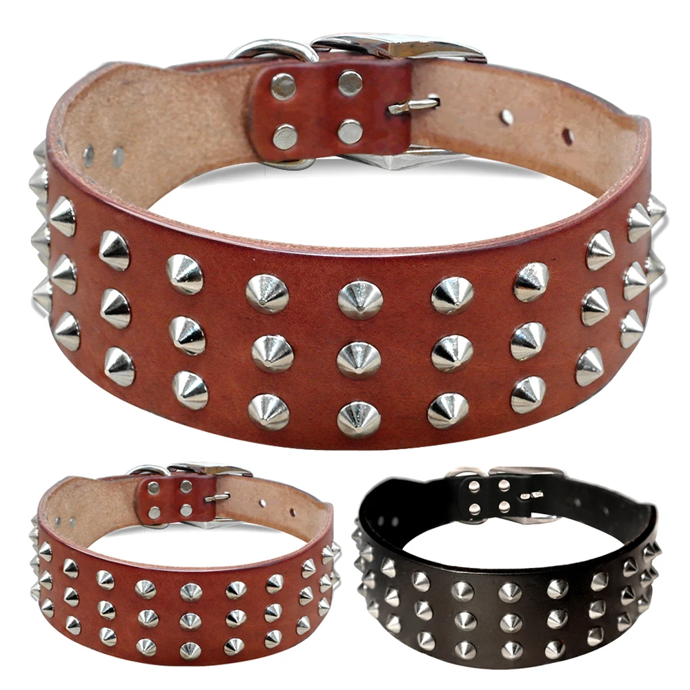 Collar de perro de cuero con tachuelas y pinchos para perros pequeños y medianos, Bulldog, ajustable, antimordida, correa para el cuello para cachorro, accesorios para mascotas - imagen 5