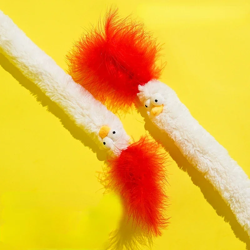Nuevo varita mágica para gatos y pollo, palo largo de madera de menta, juguete interactivo para gatos, muñeco de pollo de dibujos animados, decoración con borlas - imagen 3