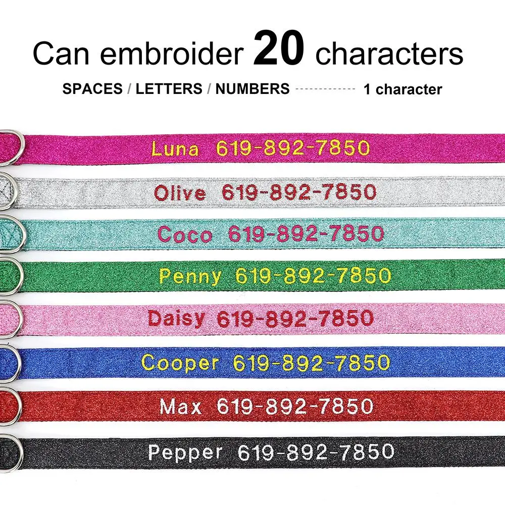 Collar de perro bordado personalizado Perro Nylon personalizado mascota cachorro gatito ID nombre accesorios collares para perros pequeños medianos grandes - imagen 5