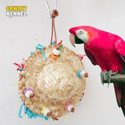 Columpio de paja artesanal para jaula de cacatúa y conure