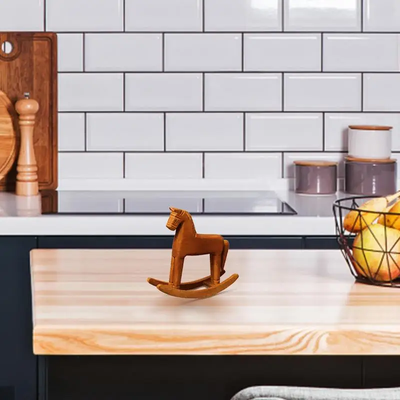 Caballo de madera hecho a mano, adorno de escritorio, artesanía de madera, caballo balancín, decoración del hogar, juguetes para niños - imagen 4