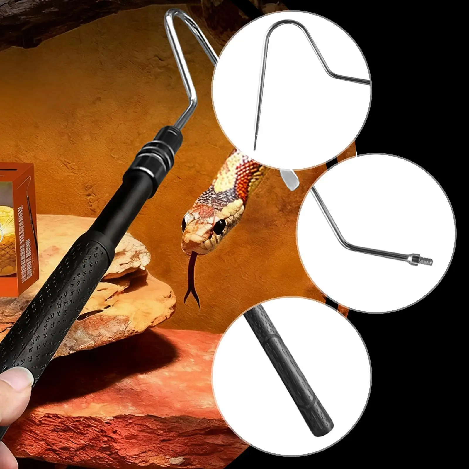 Snake Hook Handling Tool for Catching, Controlling, or Moving Extendable Professional Adjustable Reptile Hook Snake Catcher