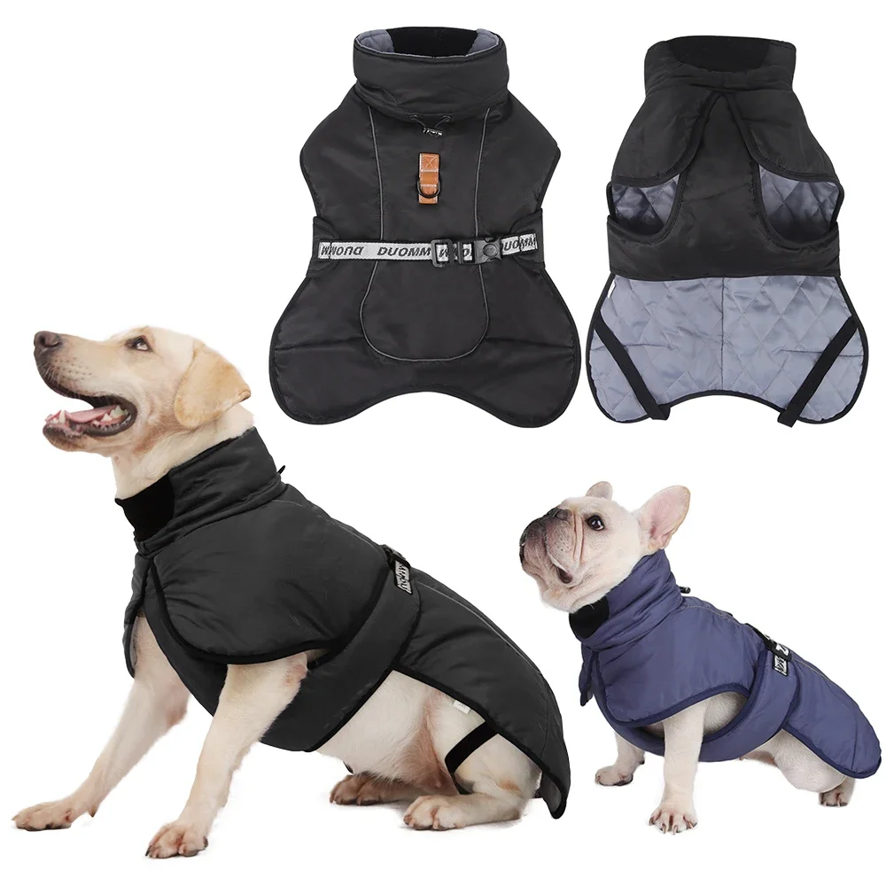 Ropa cálida de invierno para perros medianos y grandes, chaqueta gruesa reflectante a prueba de viento para mascotas, trajes de abrigo de Bulldog Francés Labrador