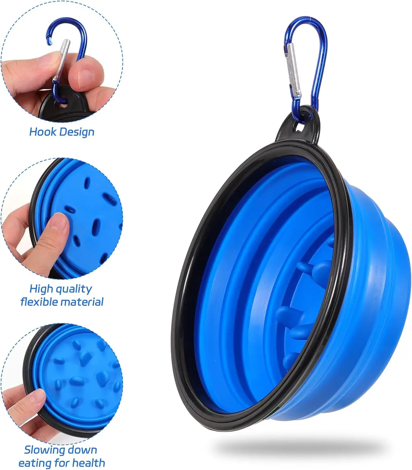 Cuenco plegable para perros con alimentación lenta para viajar y acampar, cuenco portátil de alimentación lenta para perros, cuenco plegable antiasfixia para perros - imagen 5