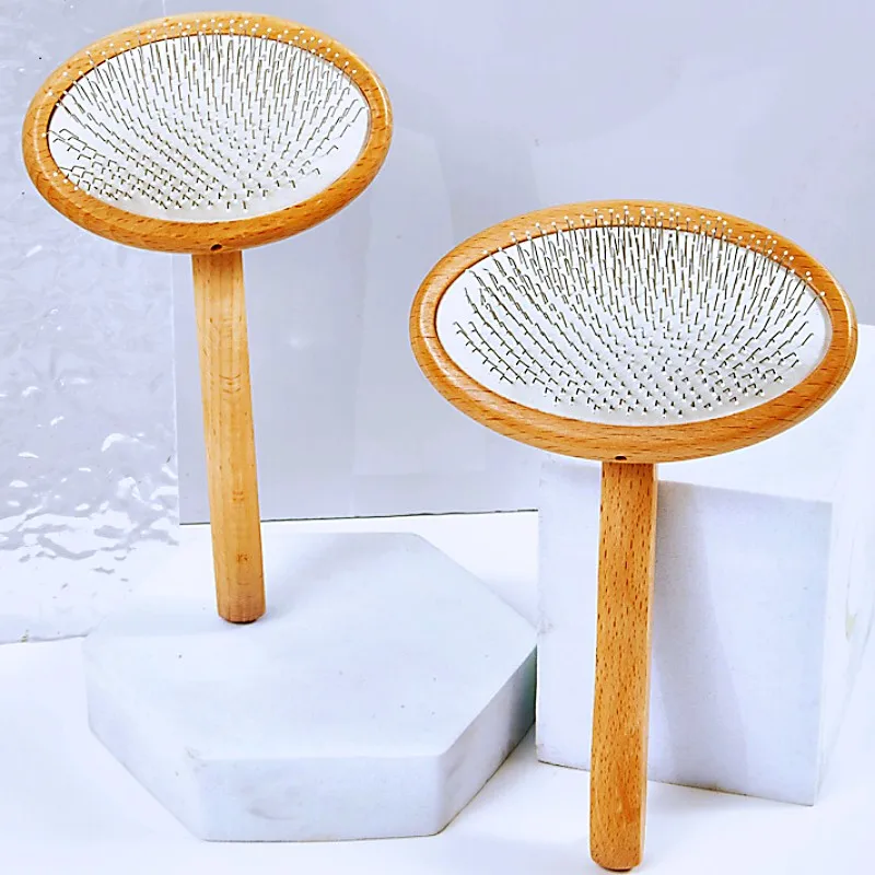 Cepillo para perros, peine de madera para perros con cuentas, masaje para el cuidado de mascotas, cepillo para gatos, removedor de pelo para mascotas, peine de madera para perros, apertura de nudos - imagen 2