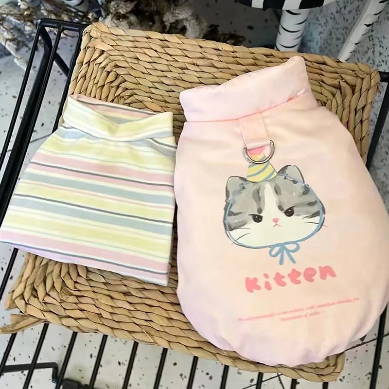 Schnauzer-ropa de invierno con correa, Chaqueta de algodón para mascotas, chaqueta sin mangas de peluche, abrigo maltés con estampado Animal - imagen 2