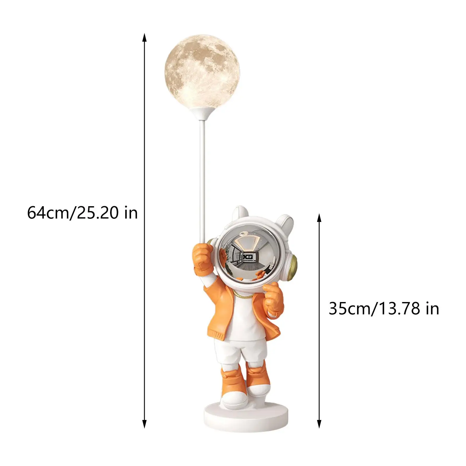 Resin Figurine Artwork Gifts Collectible Gift Astronaut Statue with Light for Hallway Table Centerpieces Bookshelf Indoor Office