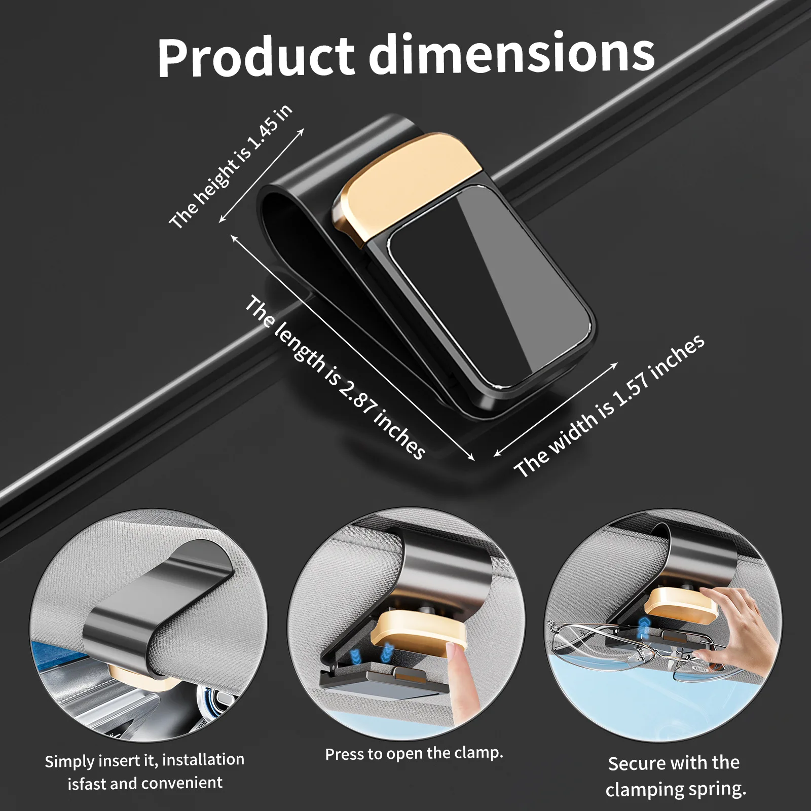 Clip magnético de gafas de sol de acero inoxidable para parasoles de coche, soporte para billetes, accesorios universales para Interior de vehículo ﻿ - imagen 2