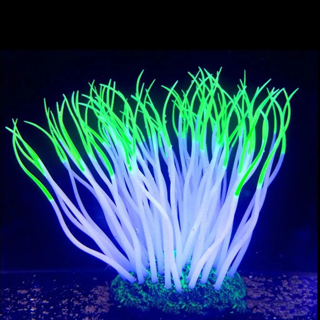 Artificial Sea Anemone Ornament Glowing Effect Silicone Landscape for Fish Tank Aquarium