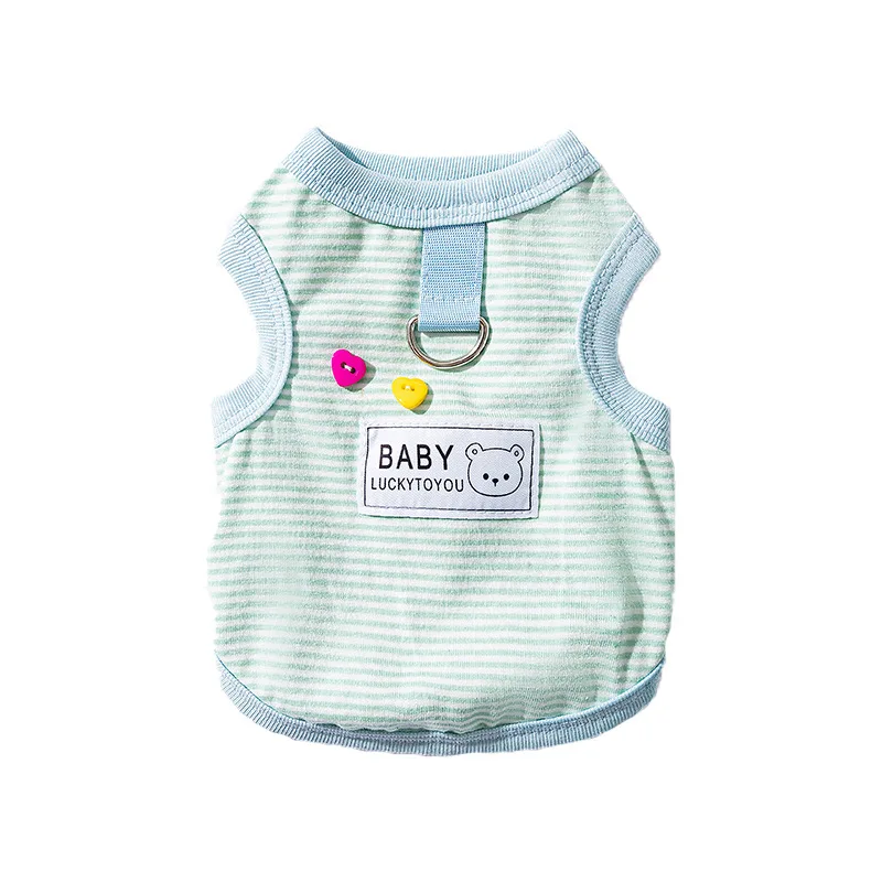 Ropa de dos piernas para perros pequeños, ropa transpirable con corazón trasero a rayas para perros pequeños y gatos, primavera - imagen 5