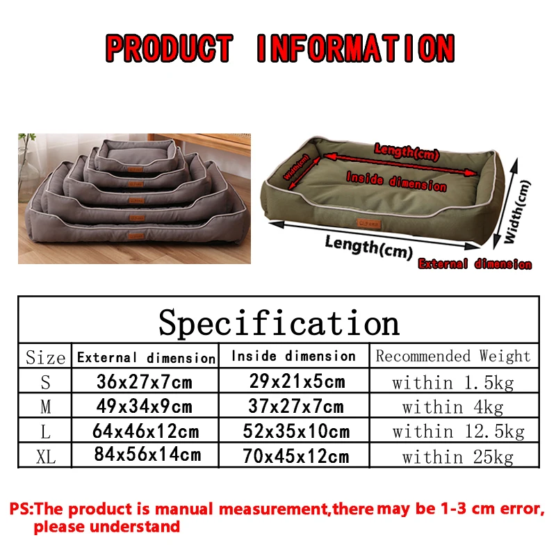 Thickened Filling All Season Dog Kennel Bite-resistant Medium Dog Sofa Bed 600D Oxford Cloth Waterproof Cat Nest Accessories - imagen 4