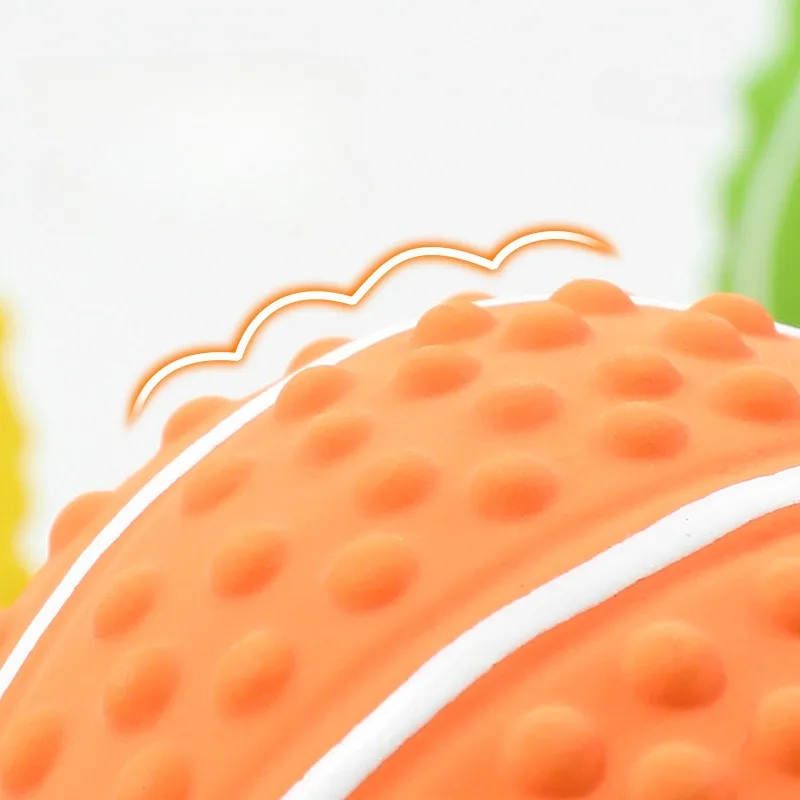 Bola de látex para perros, juguetes para chirrido, suministros de juego interactivos para interiores, moler dientes resistentes al masticable, productos de entrenamiento para lanzar mascotas - imagen 4