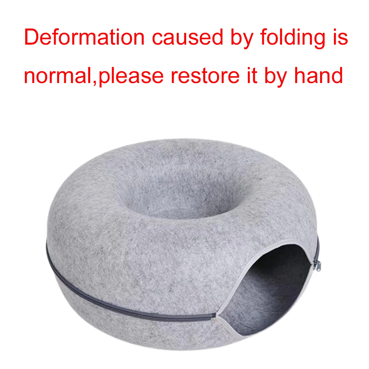 Cama donut de fieltro 2 en 1 para gatos y perros – Túnel y escondite - imagen 5