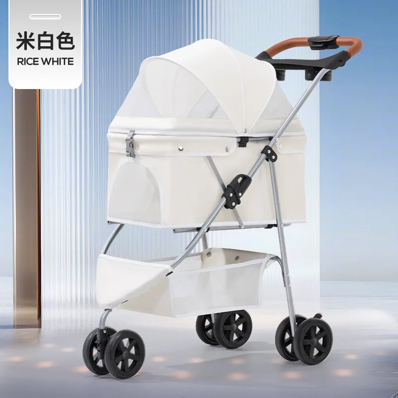 El carrito para mascotas es ligero y portátil, plegable, para salir, viajar, caminar, perros, gatos y perros, triciclo, cochecitos para mascotas - imagen 4