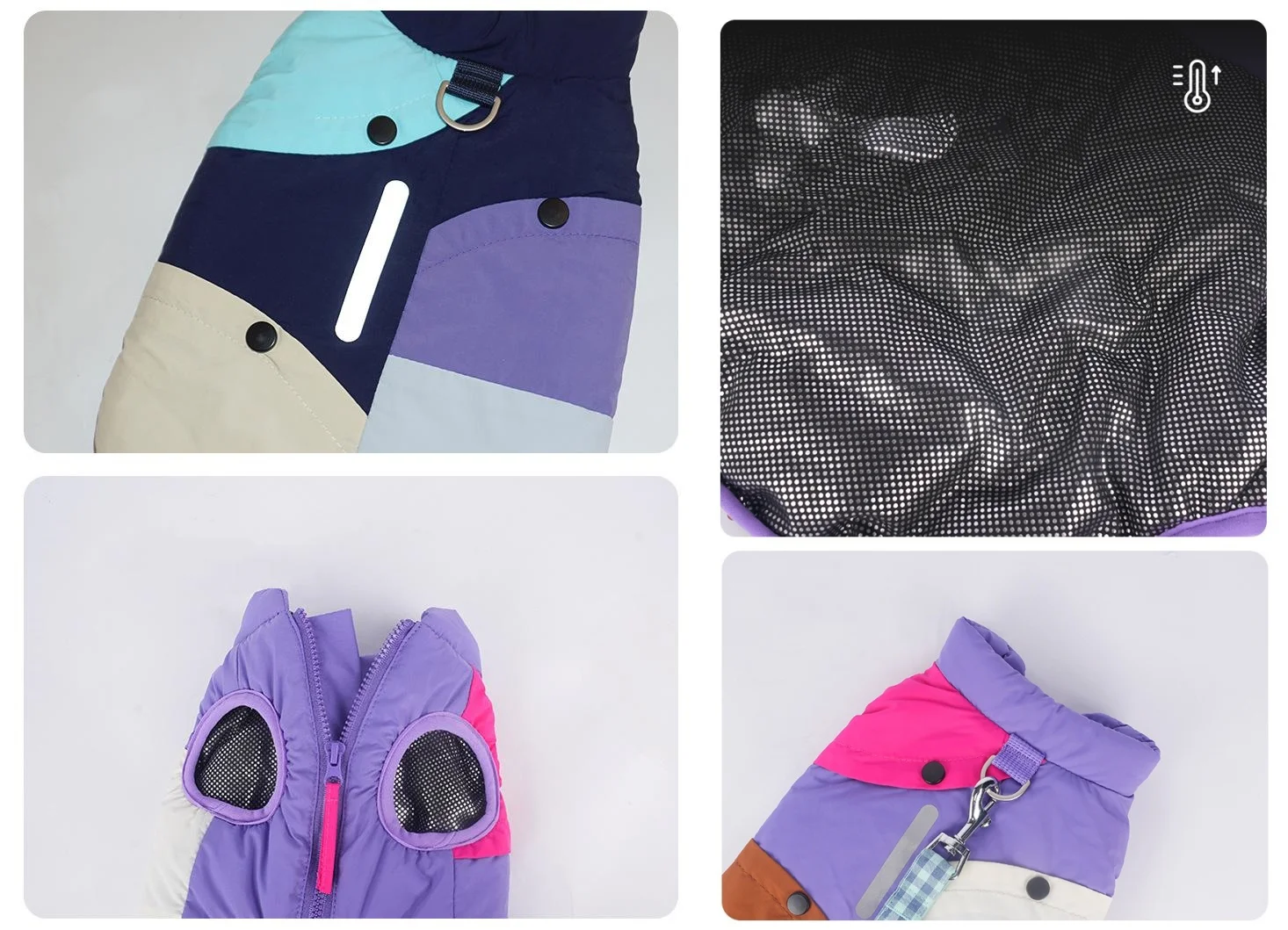 Chaqueta cálida para perros pequeños, ropa de abrigo para otoño e invierno, chaleco grueso a prueba de viento con orificio para correa, abrigo suave para perros para clima frío - imagen 4