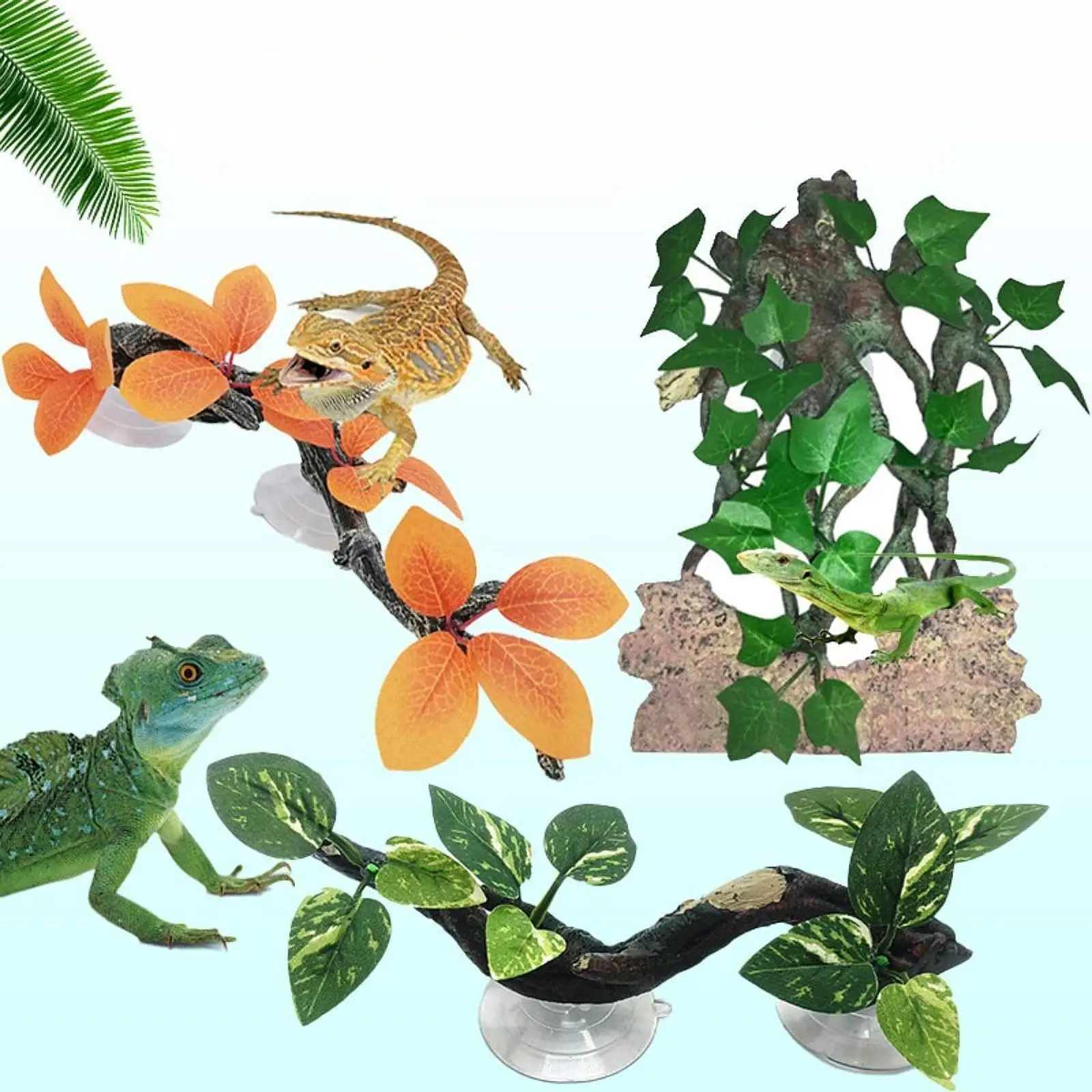 Gecko Plant Ornament Reptile Corner Branch Aquarium Amphibian Lizard Habitat Decor Decoration Reptile Climb Tree Branch Decor