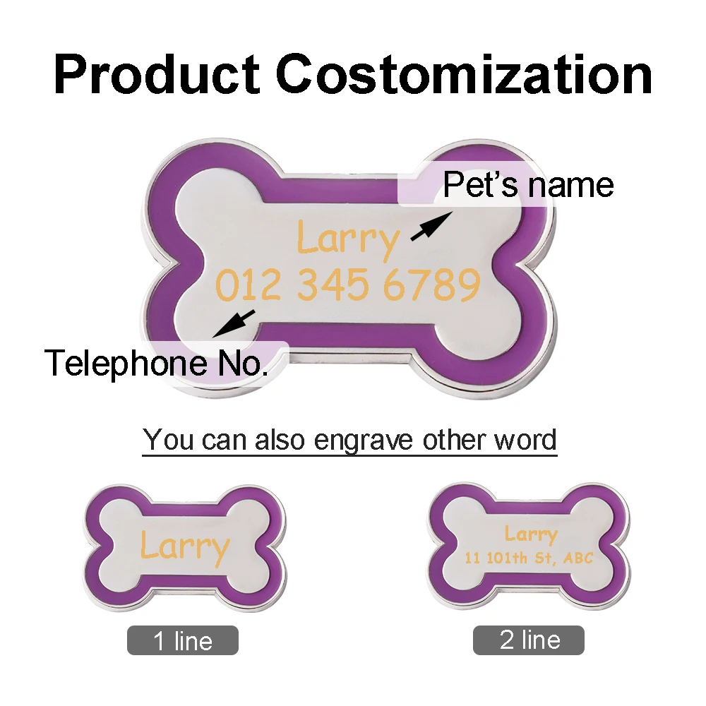 Etiqueta de identificación de mascota personalizada antipérdida de hueso, nombre de identificación de mascota grabado para gato, cachorro, Collar de perro personalizado, etiquetas, collares colgantes, accesorios - imagen 4